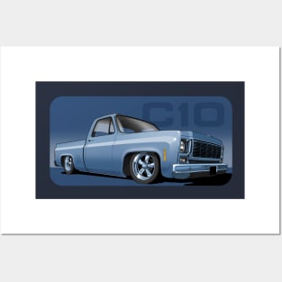 1980 Chevrolet C10 pickup in blue Posters and Art